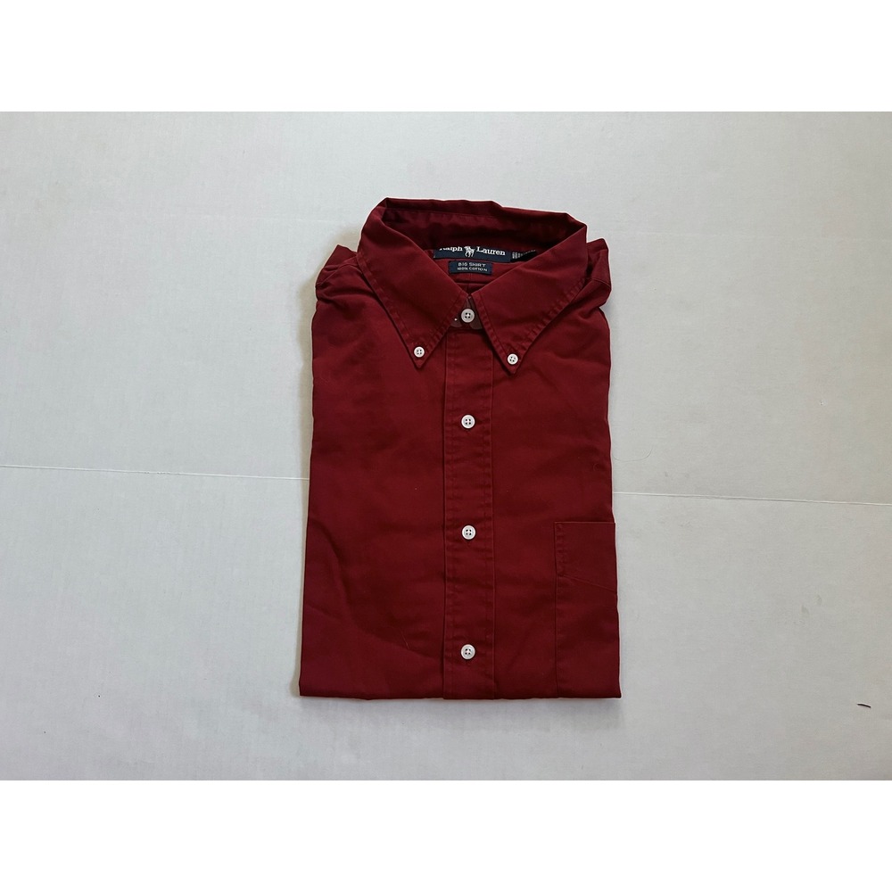 Ralph Lauren Big Shirt Mens Large Burgundy Red Cotton Button Down Vintage NWT